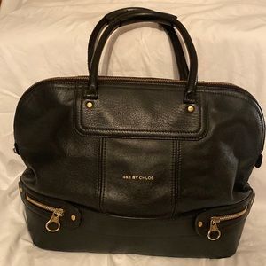 Ladies Black Leather Dome Style Purse